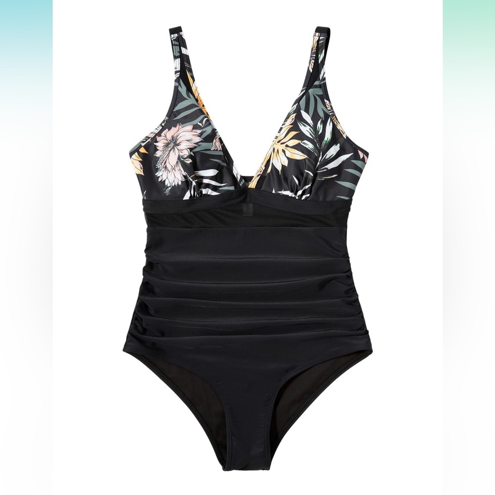 NWOT, XL Women Sexy Mesh Tummy Control Swimsuit Push Up High Waisted swimsuit.